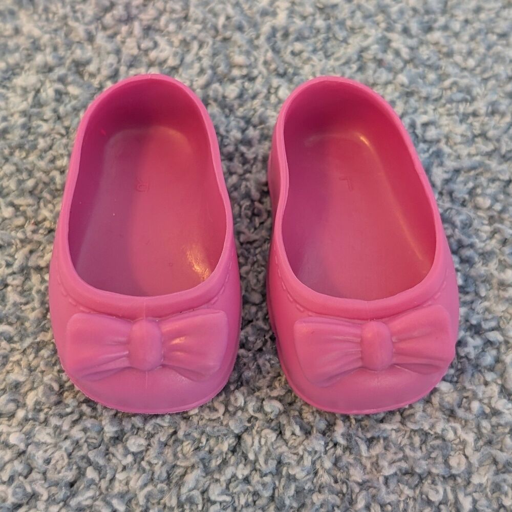 American Girl 18" Doll Plastic Pink Bow Slip On Ballet Flat Shoes